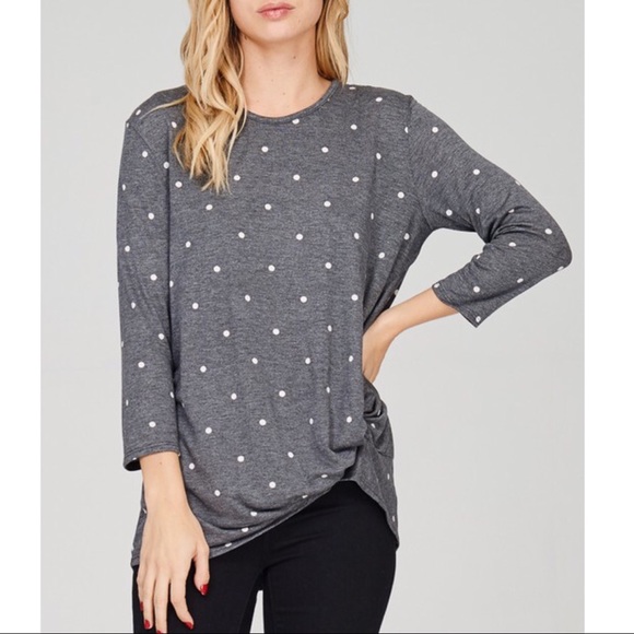 SALLIE Twist Detail Top - CHARCOAL - Picture 3 of 3